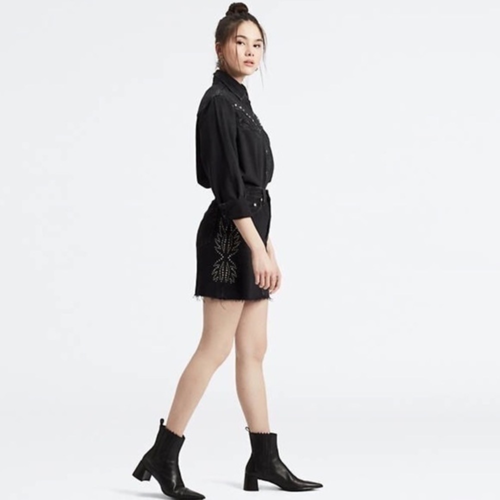 Levi's High Rise Deconstructed Button Fly Skirt